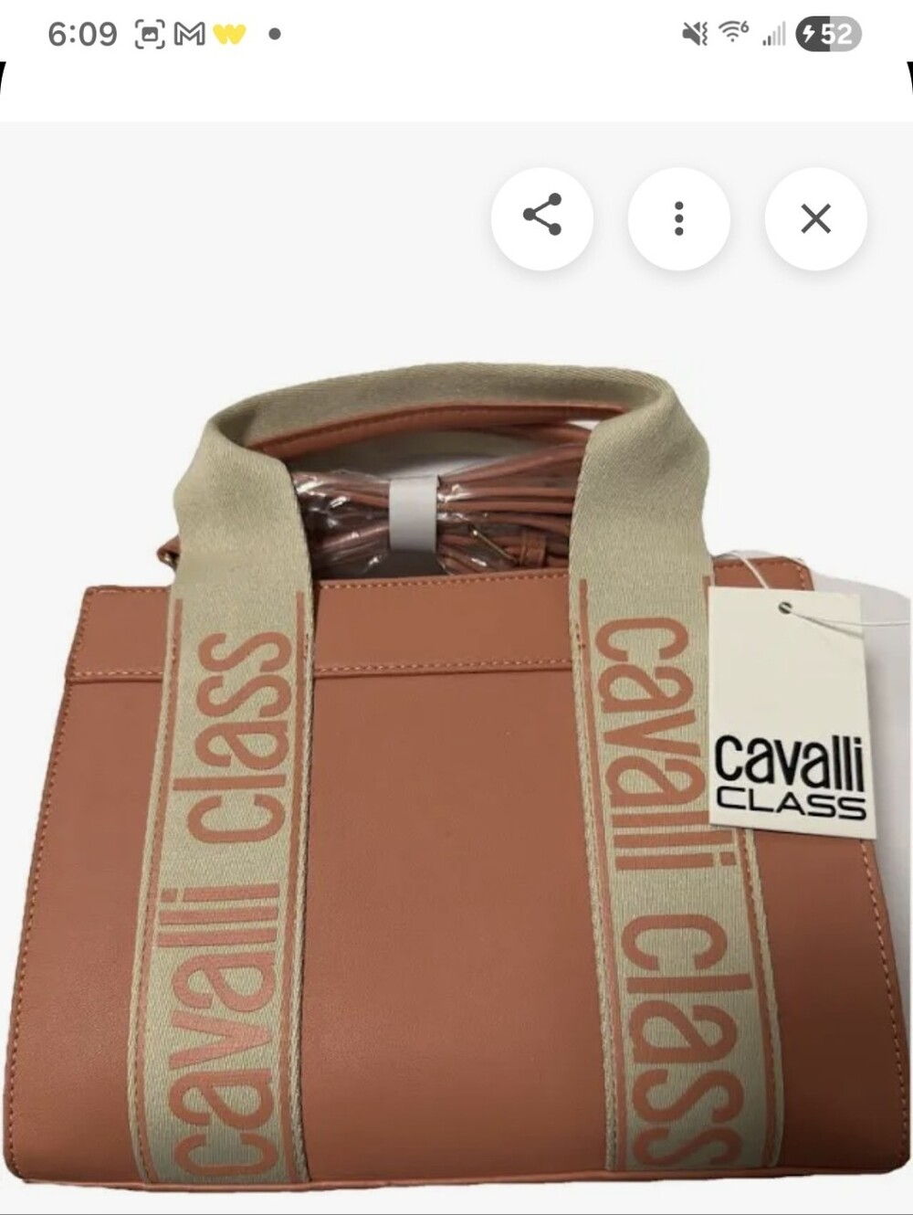 Cavalli Class Coral Orange Tote Cream Branded Straps - Picture 6 of 12